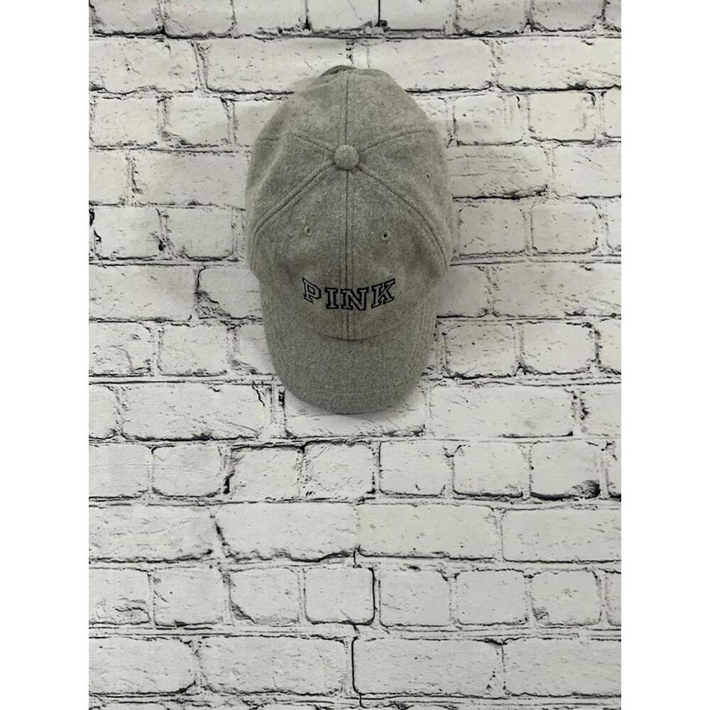 LOVE PINK Baseball Cap Hat Wool Blend OS Adjustable Slide Gray Victoria's Secret